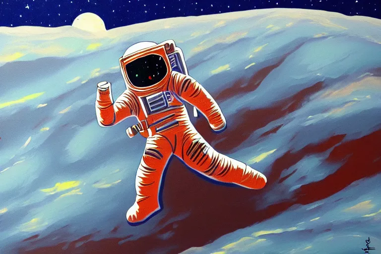 Image similar to an astronaut laying on mars in the style of flooko, acrylic art, detailed, moonlight,