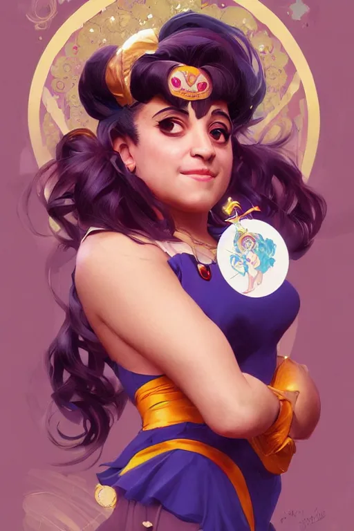 Prompt: Danny devito cosplaying as sailor moon, intricate, elegant, highly detailed, digital painting, artstation, concept art, smooth, sharp focus, illustration, art by artgerm and greg rutkowski and alphonse mucha