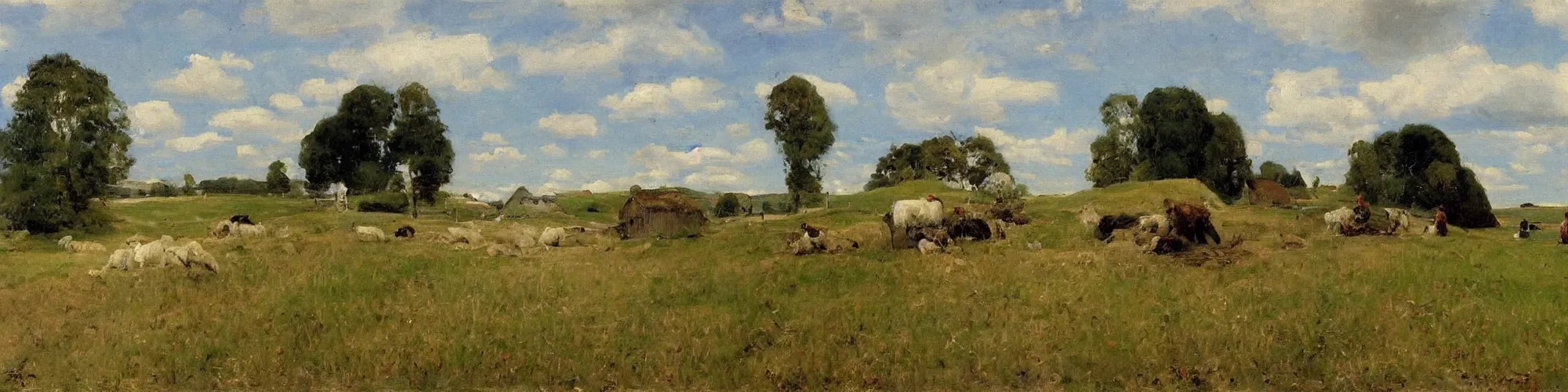 Image similar to P.S. Krøyer painting of idyllic danish rural landscape