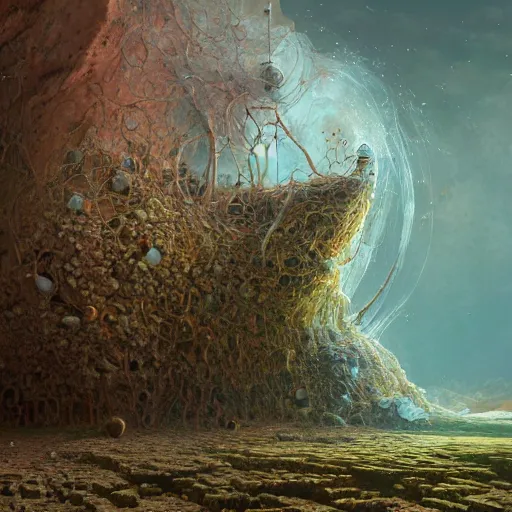 Image similar to deepfried abandoned layerd reef blob parakeet halite twig quartz, by jarosław jasnikowski and peter gric and mike winkelmann, 2 d game art, cluttered, hyperrealism