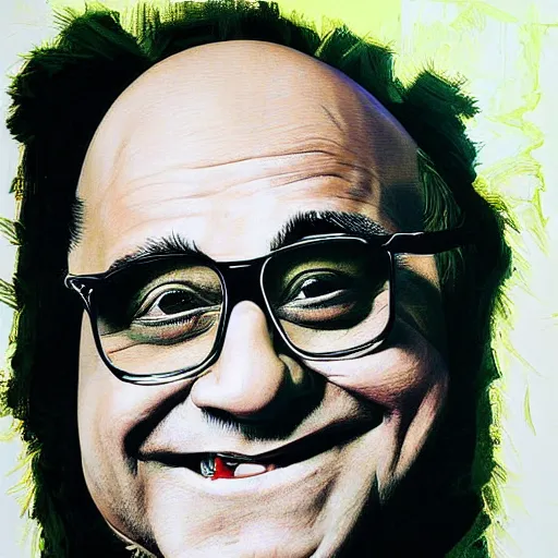 Prompt: Danny Devito painting by James Jean