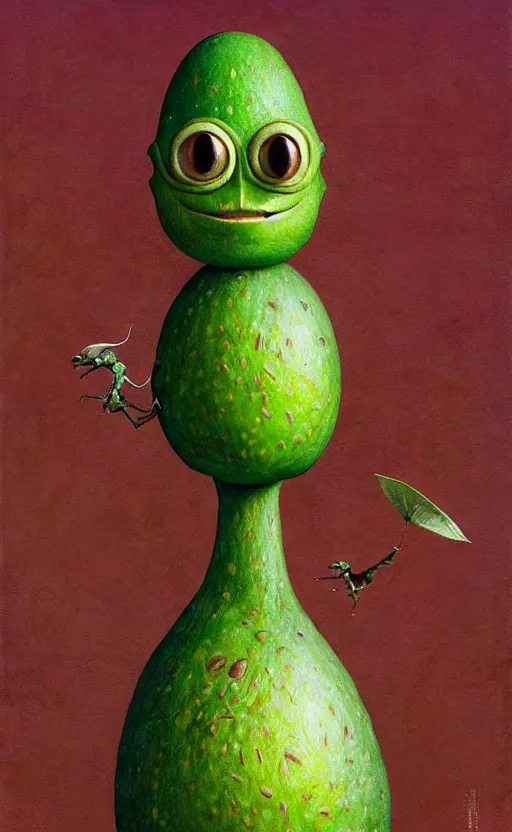Image similar to anthro avocado creature painting by chiara bautista, beksinski and norman rockwell and greg rutkowski weta studio, and lucasfilm