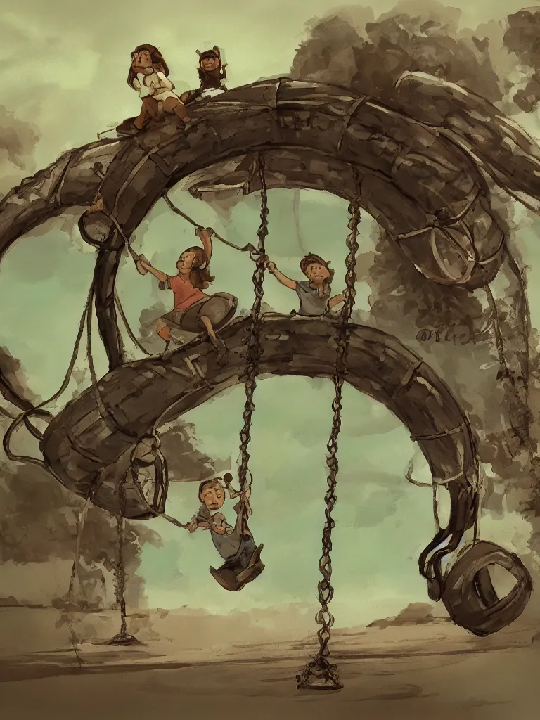 Image similar to tire swing disney concept artists, blunt borders, rule of thirds