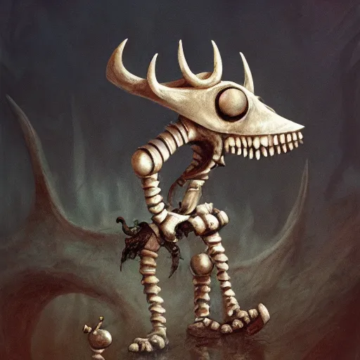 Prompt: bone viking by shaun tan, style of yoshitaka amano