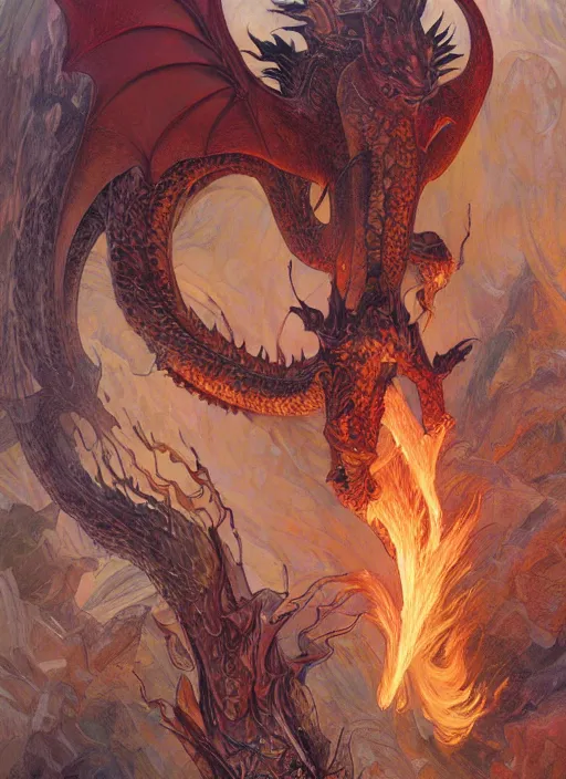 Prompt: portait of a dragon, fire, lava, intricate, highly detailed, centered, digital painting, artstation, concept art, smooth, sharp focus, illustration, art by Kekai Kotaki and donato giancola and alphonse mucha
