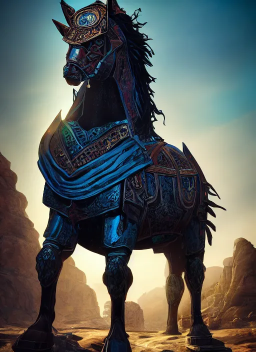 Image similar to a fantasy comic book style portrait painting of trojan horse of destiny - pales zarathustra in lord of mysteries, unreal 5, daz, hyper realistic, octane render, rpg portrait, ambient light, dynamic lighting