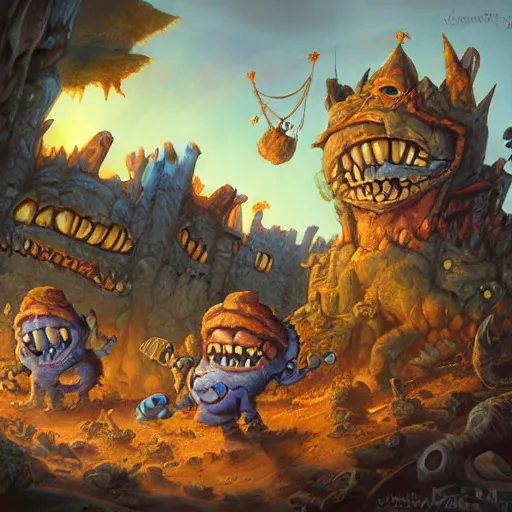 Image similar to monster town by justin gerard, deviantart