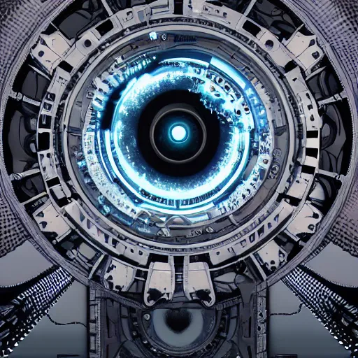 Image similar to Infinite gears within gears with infinite eyes, hyperrealistic art, cyberpunk, universe