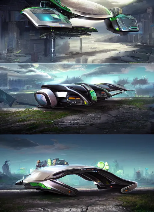 Prompt: a futuristic magical solarpunk tesla cyber truck vehicle hover craft in the future of 2 0 8 9 futuristic version, dieselpunk look, intricate modular automotive parts shape, aero dynamic, digital art. trending on art station. cyberpunk look hovering by mount fuji early in the morning with a few blossom trees around, high quality photo