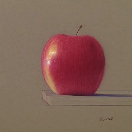 Image similar to an apple, by Charles Bargue, academic, pencil drawing, monotone