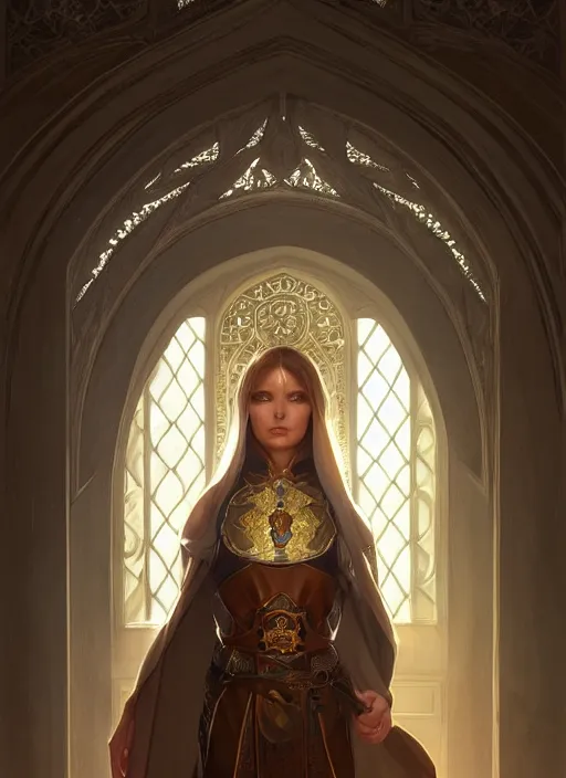 Prompt: perfectly - centered - portrait of a beautiful templar lady, light comes from the window, intricate, highly detailed, digital painting, artstation, concept art, smooth, sharp focus, illustration, unreal engine 5, 8 k, art by artgerm and greg rutkowski and alphonse mucha