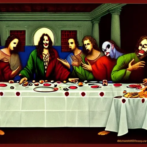 Image similar to the joker at the last supper