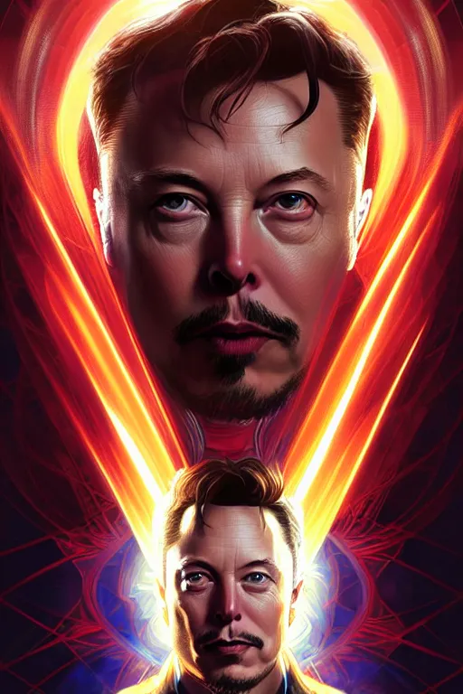 Image similar to elon musk as dr strange, realistic portrait, symmetrical, highly detailed, digital painting, artstation, concept art, smooth, sharp focus, illustration, cinematic lighting, art by artgerm and greg rutkowski and alphonse mucha