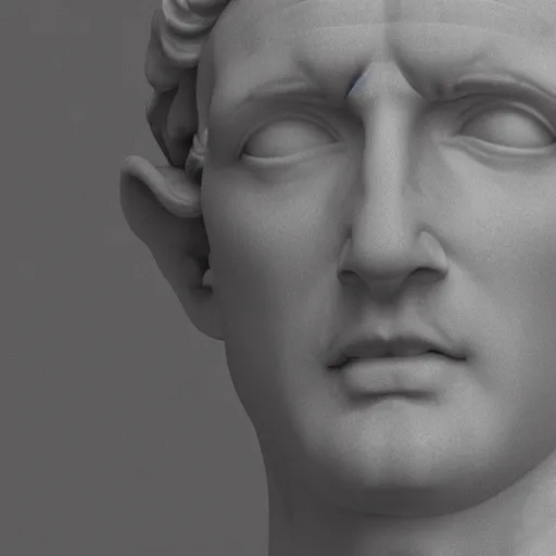 Image similar to a 3 d render of the head of the marble statue of david, in the style of michelangelo