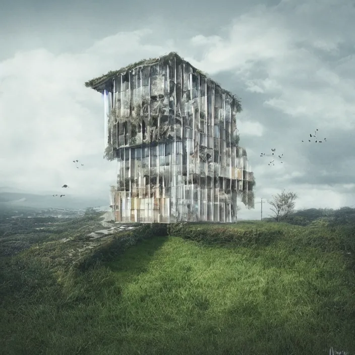 Image similar to a building in a landscape, trending on behance