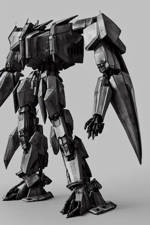 Prompt: cinematic 3 d modeling, full body armored core mecha by fujioka kenki, armored core style mecha, hyper realistic, hyper detailed, 8 k, octane render, unreal engine, ray tracing