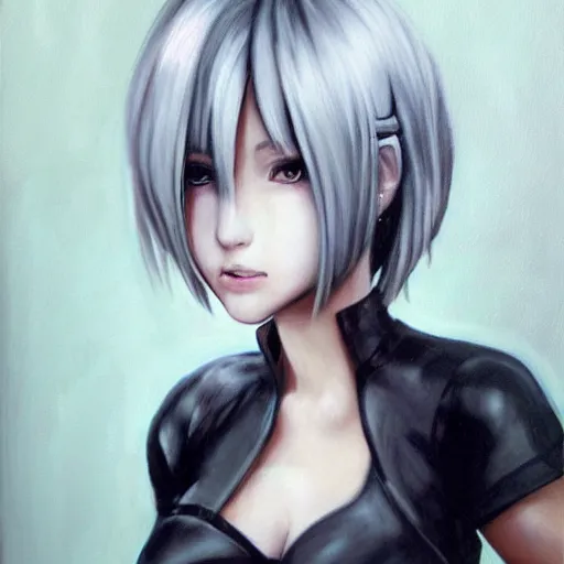 Image similar to realistic painting of 2B