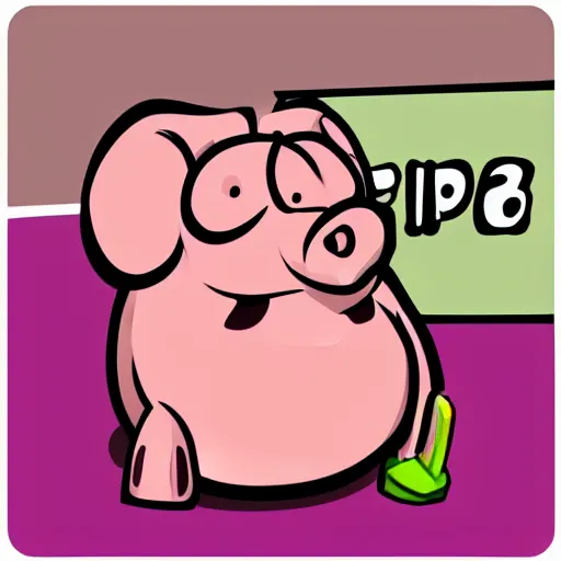 Prompt: cute angry pig oinking loudly, cartoon