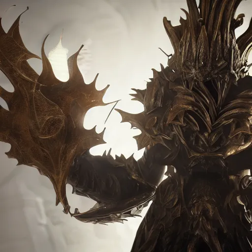 Prompt: ornstein from dark souls, octane render, unreal engine, volumetric lightning, quality, intricate design, detailed, 8 k