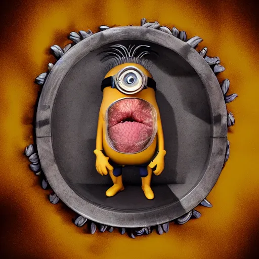 Image similar to A detailed biological anatomy of a minion, photorealistic, textbook, scientific