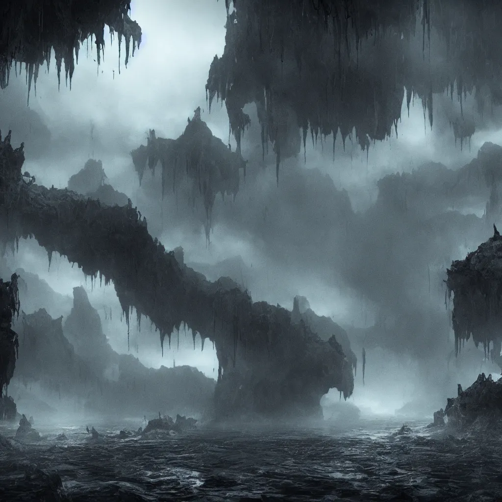 Prompt: abyss, mysterious, atmospheric, ominous, eerie, cinematic, epic, 4k, ultra detail, ultra realistic