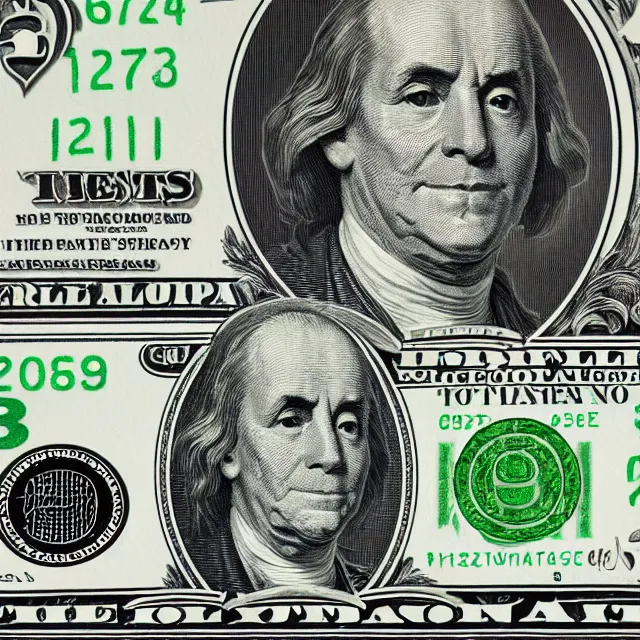 Image similar to one dollar bill with an emoji face, photograph