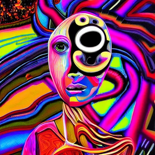 Image similar to paint surrealist 💃🤖, psychedelic, digital art