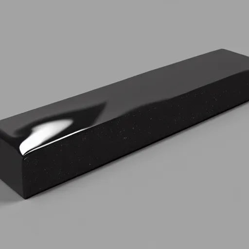 Image similar to dark black ingot that is glossy and has tiny imperfections, insane details, sharp focus, octane render