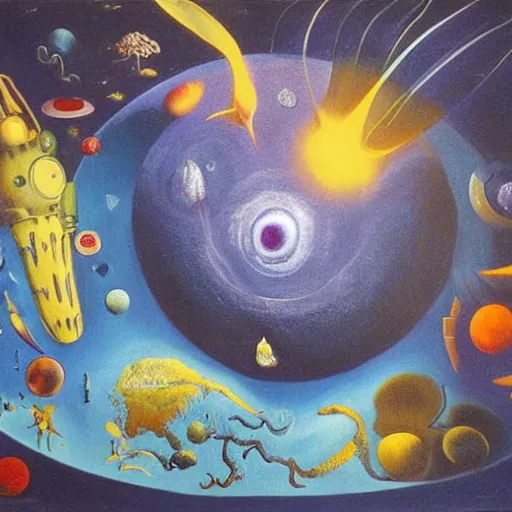 Image similar to Surrealist painting of the universes beginning