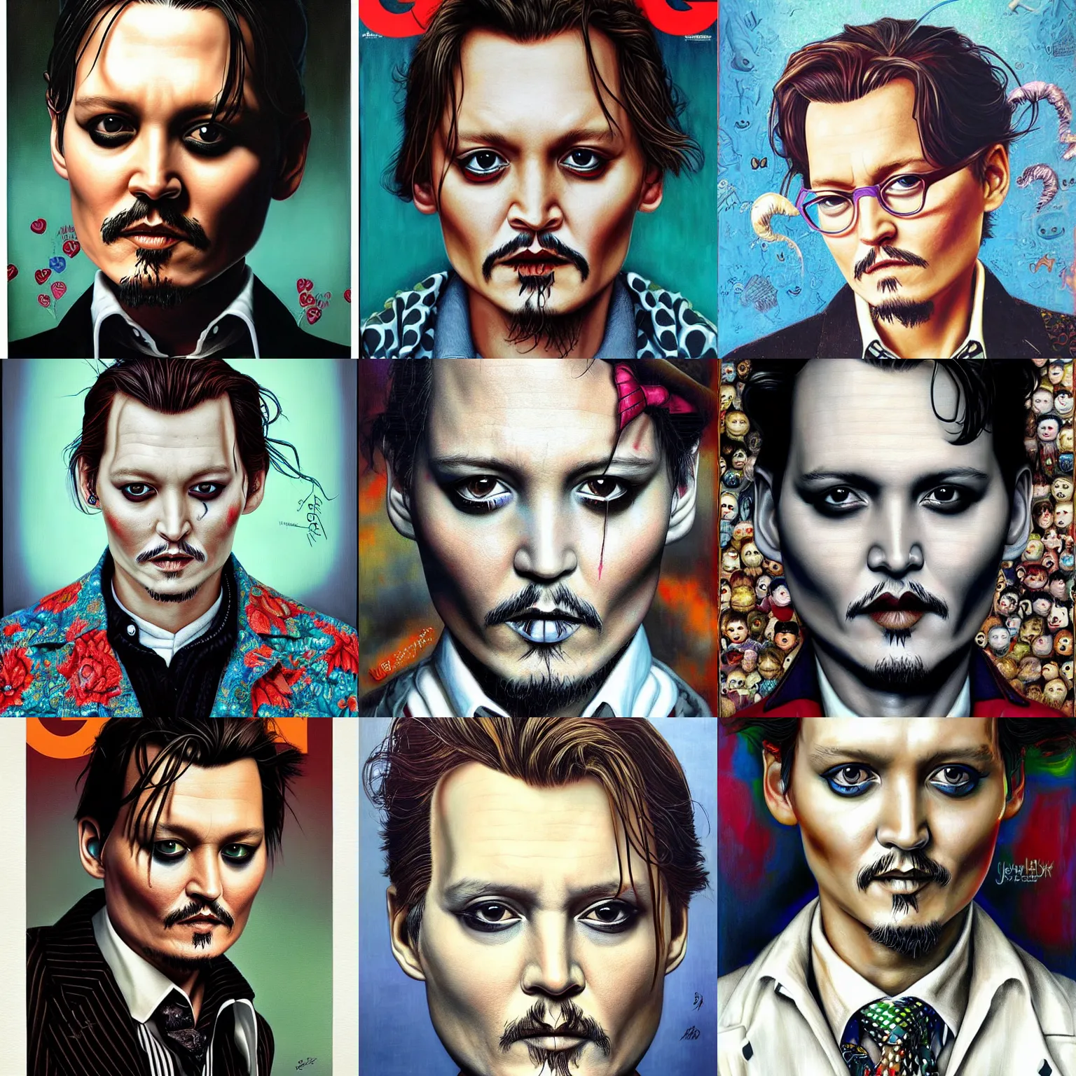 Prompt: gq portrait of johny depp by james jean, hikari shimoda, mark ryden