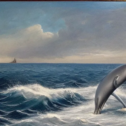 Prompt: whaling expedition 1800s ocean maritime melancholy oil on canvas
