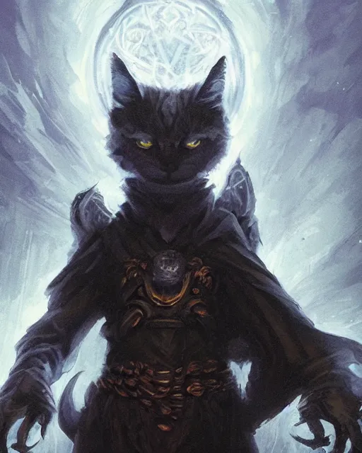 Prompt: Cat Archmage summoning shadows and fog, dark fur, glowing eyes, magic the gathering artwork, D&D, fantasy, cinematic lighting, centered, symmetrical, highly detailed, digital painting, artstation, concept art, smooth, sharp focus, illustration, volumetric lighting, epic Composition, 8k, art by Akihiko Yoshida and Greg Rutkowski and Craig Mullins, oil painting, cgsociety