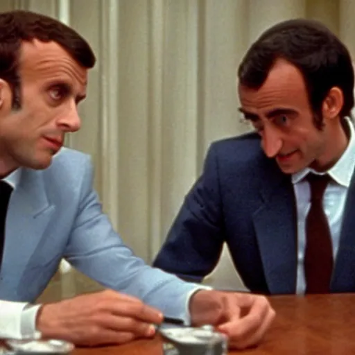 Image similar to Macron and Zemmour in American Psycho (1999)