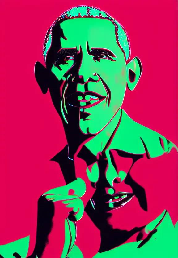 Image similar to Obama Hulk by Beeple with some Andy Warhol influence