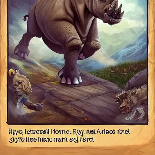 Image similar to rhino lion hybrid, hearthstone art style, epic fantasy style art, fantasy epic digital art, epic fantasy card game art