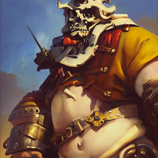 Image similar to greg manchess portrait painting of partially armored undead pirate captain lechuck as overwatch character, medium shot, asymmetrical, profile picture, organic painting, sunny day, matte painting, bold shapes, hard edges, street art, trending on artstation, by huang guangjian, gil elvgren, ruan jia, greg rutkowski, gaston bussiere