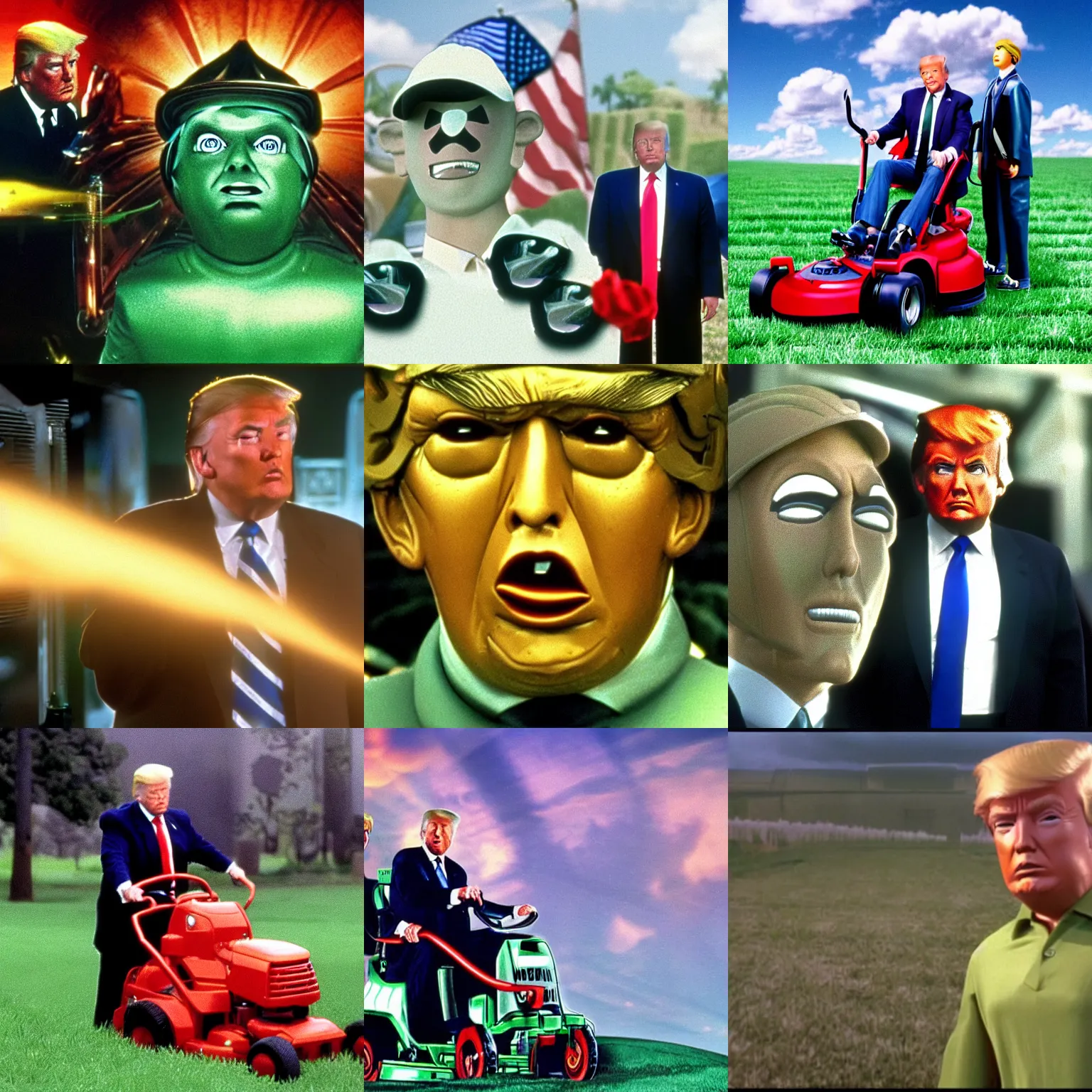 Prompt: donald trump as the lawnmower man in the movie the lawnmower man ( 1 9 9 2 )