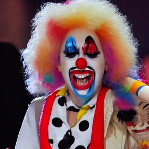 Image similar to Miley Cryus dressed as a clown