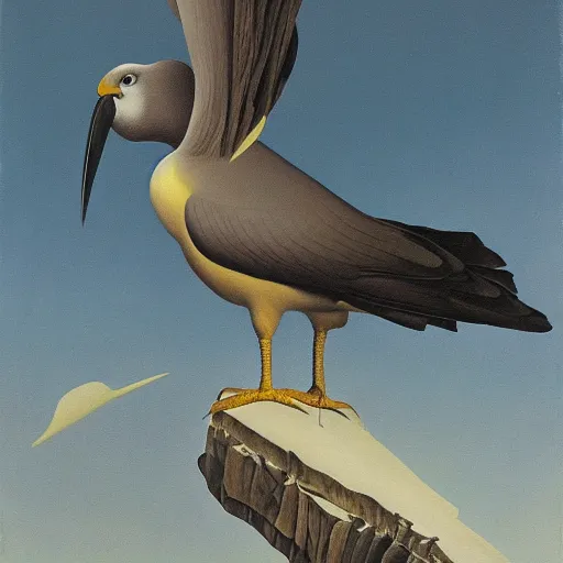 Prompt: a painting of a huge bird behind a white wall, by clarence holbrook carter