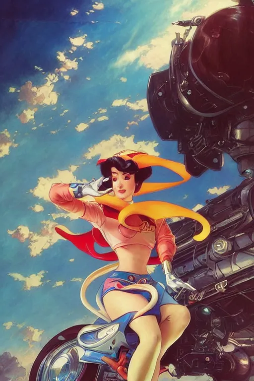 Image similar to princess peach style of speed racer, dynamic pose, retro anime, intricate, futuristic, fantasy, elegant, by Stanley Artgerm Lau, Margaret Keane, greg rutkowski, thomas kindkade, alphonse mucha, loish, norman Rockwell,