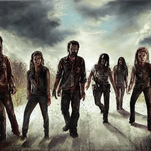 Prompt: The Walking dead 4k oil painting