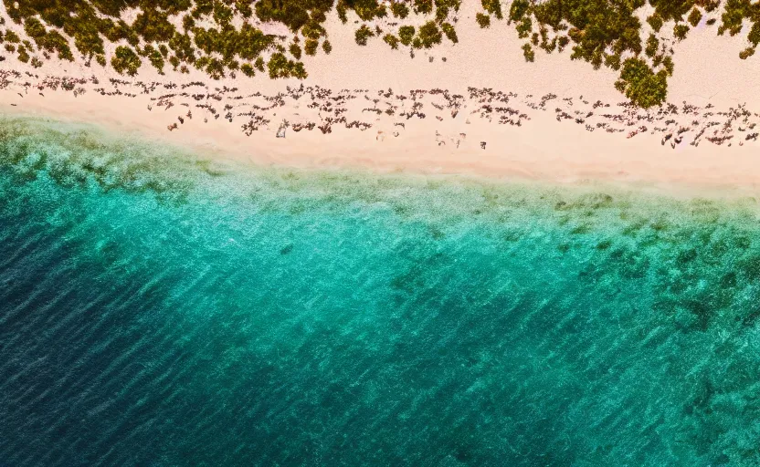 Prompt: top view on beautiful beach, global illumination, highly detailed, 8 k