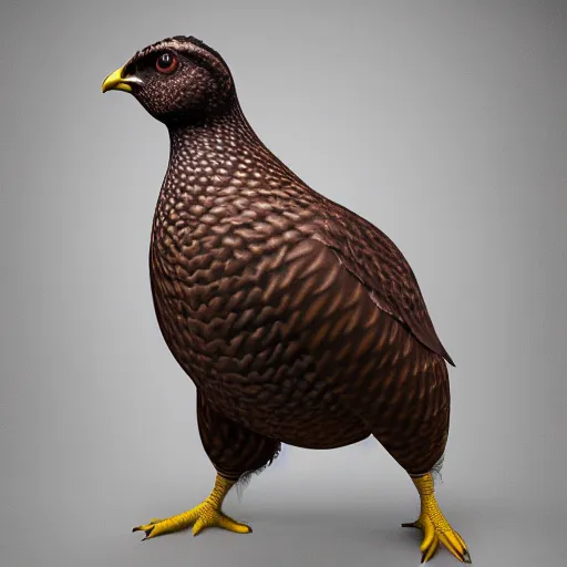 Image similar to a 3 d model of a grouse holding a blunderbuss, studio lighting, octane render, hyper detailed, product photography, 8 k, highly detailed