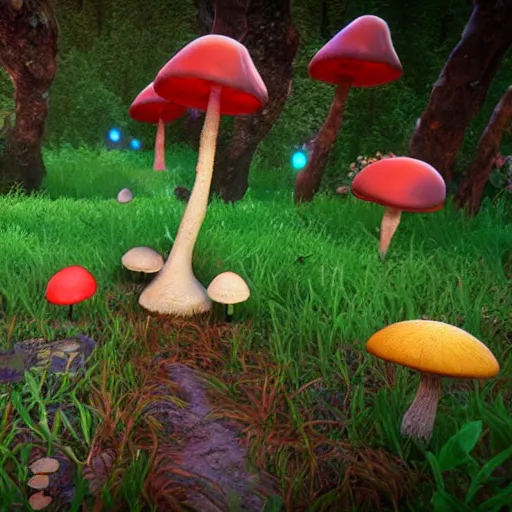 Image similar to unreal engine 5, a game about fly agaric man, psychedelic