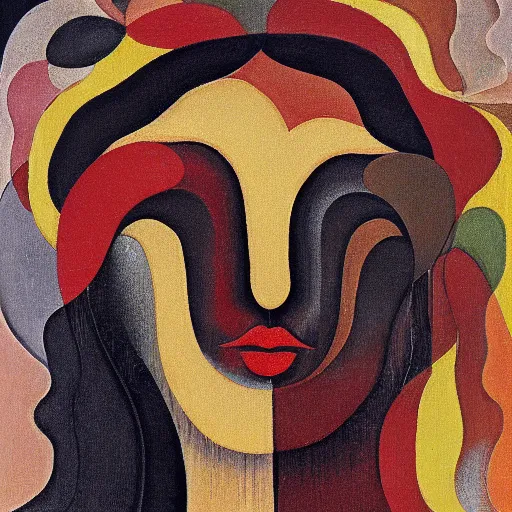 Image similar to floral face portrait by leonetto cappiello and wojciech siudmak and ernst fuchs, anni albers, oil on canvas