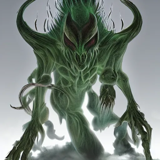 Image similar to an organic demon creature, fantasy anime, 3 2 k resolution