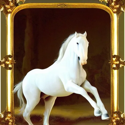 Chromatic Equine: A Mosaic Art Portrait of a Colorful White Horse