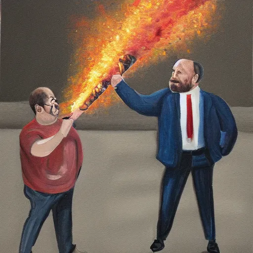 Image similar to a detailed portrait painting of joel glazer from manchester being fired by his boss