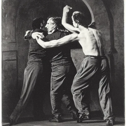 Image similar to Pietro Pacciani, Giancarlo Lotti and Mario Vanni dancing in the moonlight