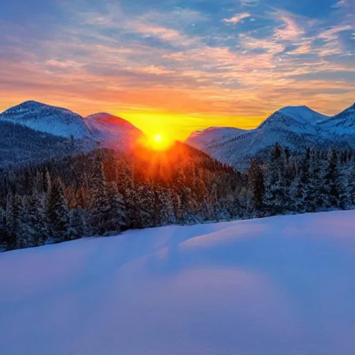 Image similar to beautiful mountains, sunset, snowy